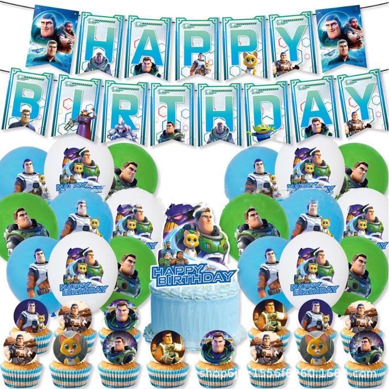 Buzz Lightyear Toy Story Birthday Party Decoration Set With Balloons Banner And Cake Toppers