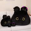 10/15/25CM Kawaii Cuddly Black Cat Plush Doll Cartoon Stuffed Round Ball Cat Plushie Girl's Bag Keychain Pendant Toys Ornaments
