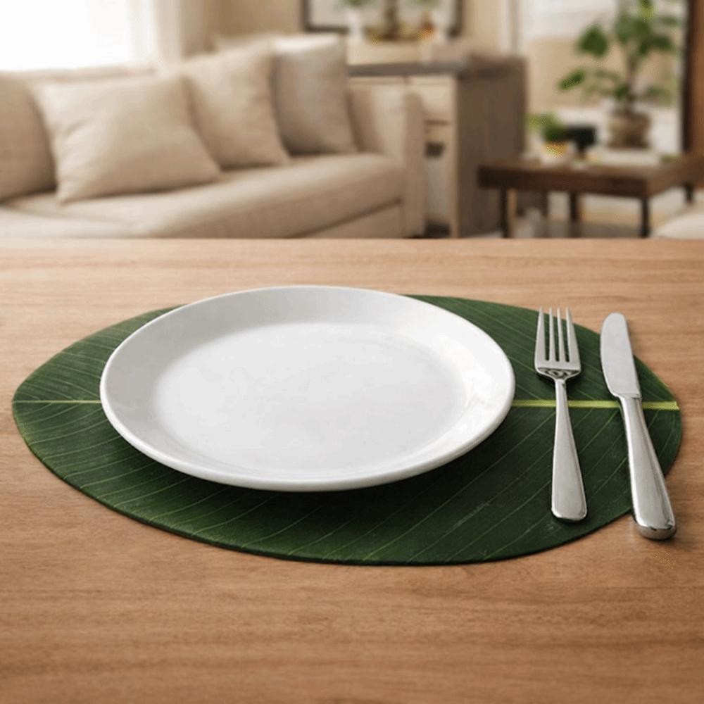 2PCS Waterproof Leaf-Shaped Placemat Stain Resistant Heat Insulation Mat Dinnerware Pad  Dish