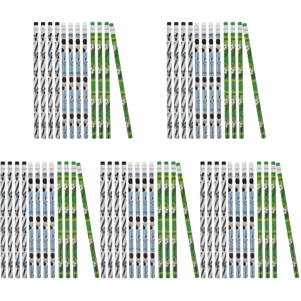 Tofficu Set of Smooth Perfect As a Gift for Elementary School for or Hobby Use 60-piece Soccer-patterned Pencils, Wooden, Lightweight, Writing,
