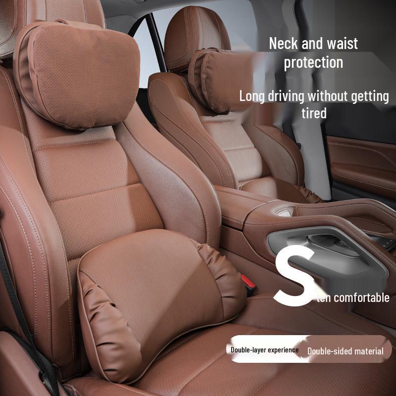 Mercedes-Benz & BMW Dual-Use Car Neck & Lumbar Support Pillow Set