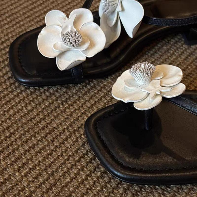 Fashion Flower Women Heeled Sandals Designer Fashion Shoes Dress Elegant Woman Slippers 2025 Trend Brand Walking Cozy Casual Mujer Shoes