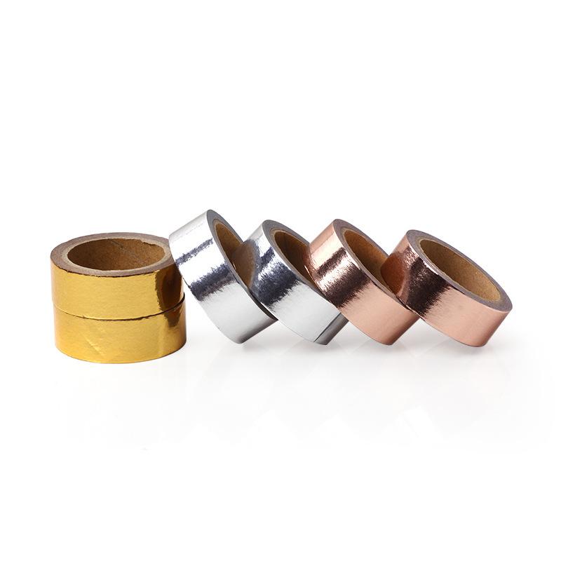 1 sztuka 5m złota taśma Washi do tłoczenia dekoracyjnego kleju maskującego do scrapbookingu, taśmy papierniczej, naklejki papiernicze, pamiętnik fotograficzny