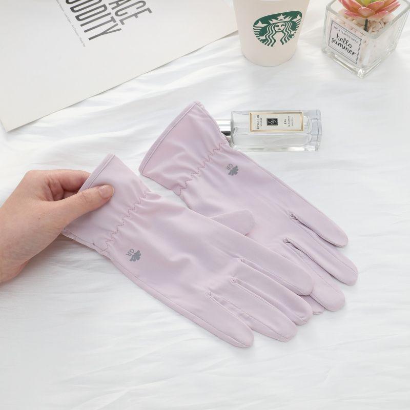 

Перчатки для езды и вождения с защитой от солнца женские защита от УФ-лучей летние тонкие из ледяного шелка дышащие нескользящие с сенсорным экраном [GR ice silk elastic] Purple One size