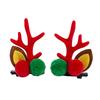 1 Pair Reindeer Antler Hair Clips for Christmas Fluffy Ear Headband with Pom Poms Festive Girls Hair Accessories Gift for Women Kids