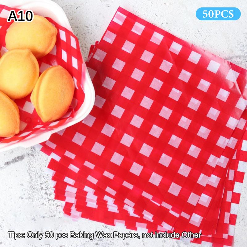 50Pcs Food Grade Baking Wax Paper Strawberry & Floral Patterned Paper Squares Non-Stick Cake Burger Chips Wrapping Papers