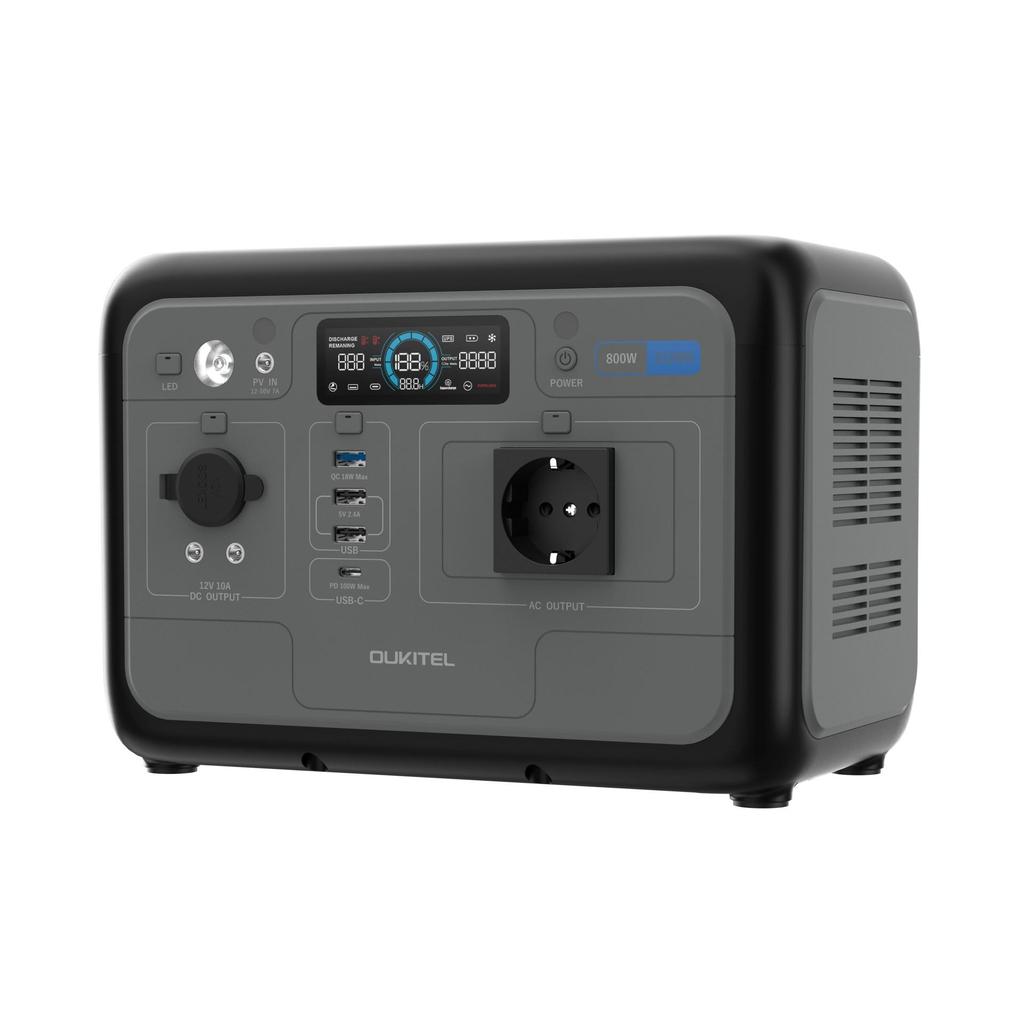 OUKITEL P800 800W Portable Power Station, 512Wh LiFePO4 Battery, AC Fast Charging, Solar Generator for Outdoor Camping Emergency