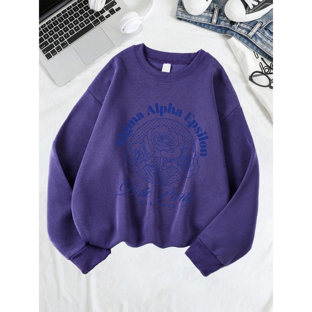

Sigma Alpha Epsilon Вечеринка для свиданий Принты Толстовки Женские Свободные Повседневные Худи с круглым вырезом Мягкий Пуловер Теплая Зимняя Одежда XL
