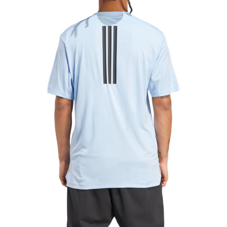 Adidas Slim Fit Crew Neck Short Sleeve T-Shirt Men Tops Blue JV9713