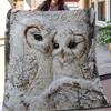 1pc White Owl & Snowy Owl Print Flannel Blanket - All-Season Soft Bedspread with Realistic Owl Feathers & Snowy Branches Design