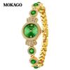 Mokago Women's Quartz Alloy Temperament Watch with Full Diamond Crown and Bracelet - Waterproof Light Luxury