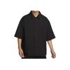 Nike SS24 Solid Color Sports Casual Button Design Brand Logo Oversized Short Sleeve Shirt Men Shirts Black FN3250-010