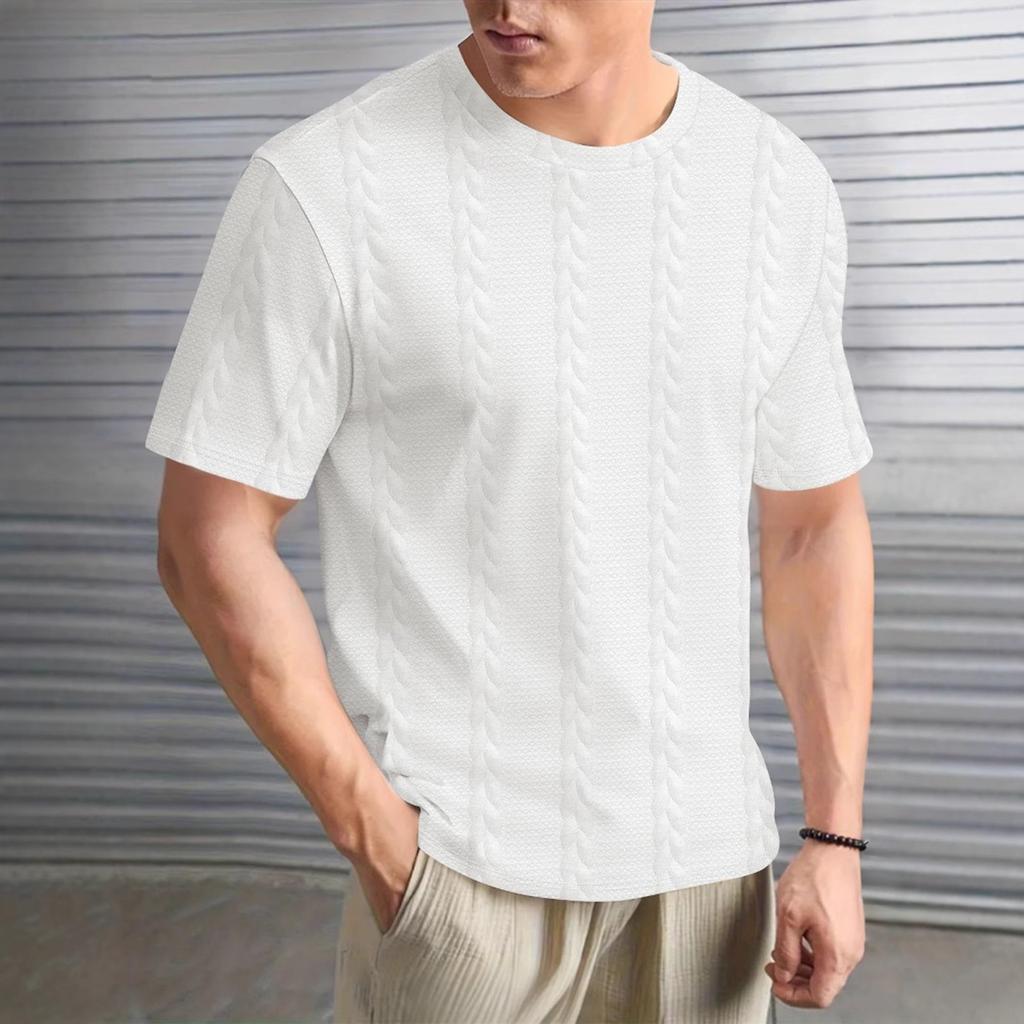 Herren Sommer Einfarbig Gedreht Sommer Lässig Rundhals Pullover Kurzarm T-Shirt Tops