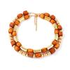 European and American light luxury high-end design sense wooden round beads CCB bamboo staggered splicing multi-layer necklace bracelet women