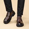 Fashion British Style Genuine Leather Shoes Soft Sole Business Dress Crocodile Texture Leather Shoe Men Thick Soled Casual Oxfords Shoes