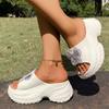 Fashion Glitter Butterfly Decoration Chunky Platform Eva Slippers Women Wedge High Heel Slides Women Thick Bottom Soft Cloud Slippers
