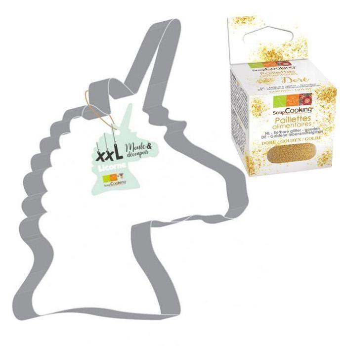 XXL Unicorn Stainless Steel Pastry Cutter + Gold Glitter