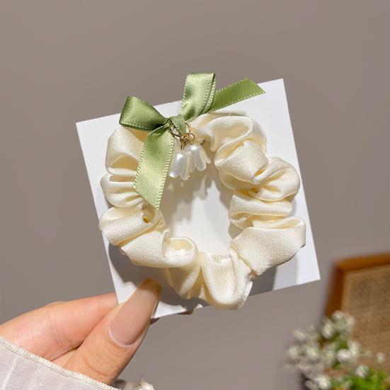Hair Tie Satin Smooth Elastic Hair Band Flower Tassel Pendant Bowknot Decor Ponytail Bun Half-Tie Hair Rope Hair Accessories