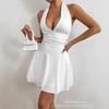 2025 New Cross-Border Women's Fashion Sexy Dress Summer Foreign Trade Temu Backless Fashion Silk Satin Halter Dress