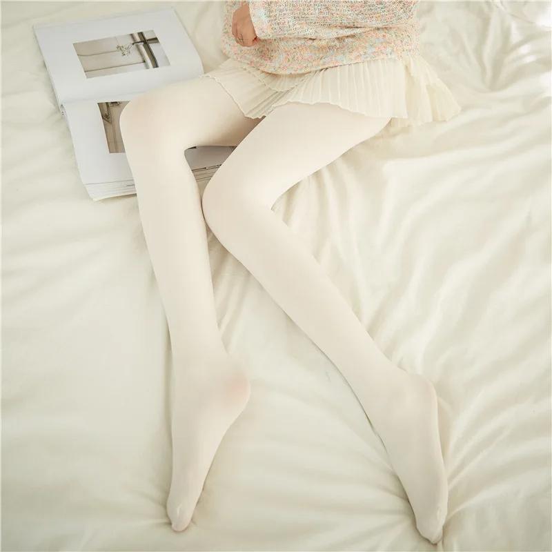 120D Lolita Thigh High Stockings Milk White Thigh Nylon Pantyhose Girls Sweet Sexy Tights For Women Tights