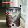 1pc Laundry Basket, Moonlight Mangrove Boat Printed Round Storage Basket | Foldable Storage Basket with Handle, Polyester Material, Ideal for Organizi