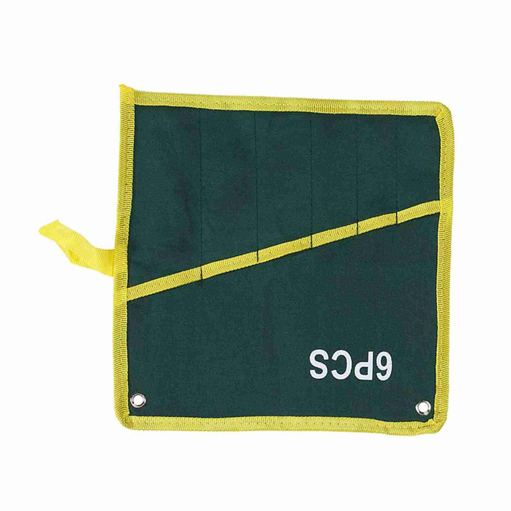 1Pc Durable Canvas 6 8 10 12 14 25 Pockets Spanner Wrench Tool Roll Up Storage Bag Green