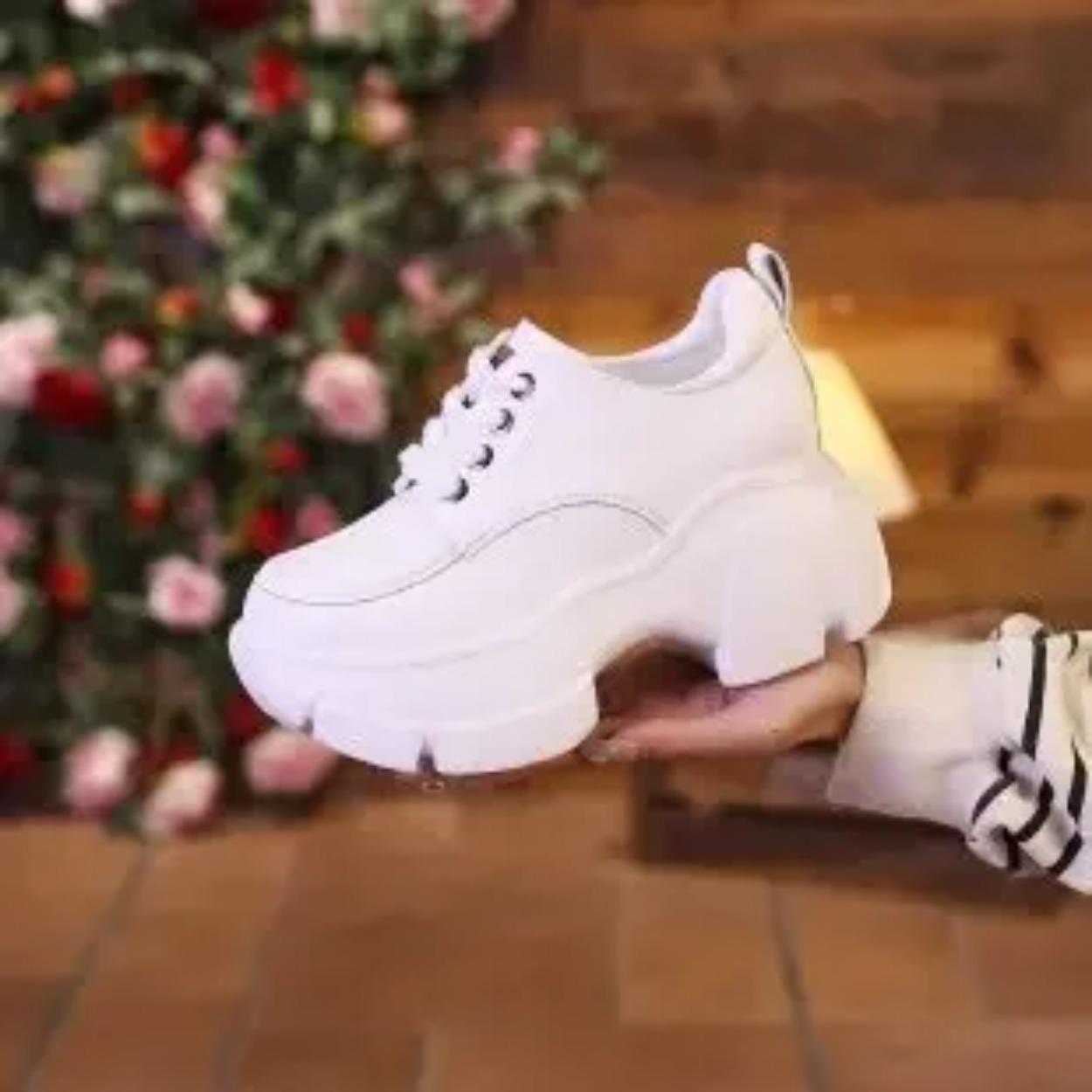 

Designer Chunky Sneakers Women Spring Autumn Thick Bottom Casual Shoes Woman Fashion Suede Leather Platform Sneakers Ladies 40 белый