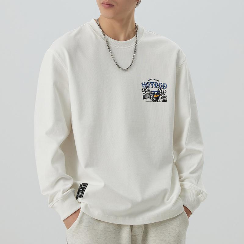 Осенняя черная футболка с длинными рукавами с принтом — фото 4