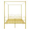 Struttura Letto a Baldacchino Matrimoniale, Letto a Baldacchino in Metallo con Testiera Minimalista e Design a Quattro Colonne, Supporto Robusto a Doghe in Acciaio, Spazio di Archiviazione Sottoletto,