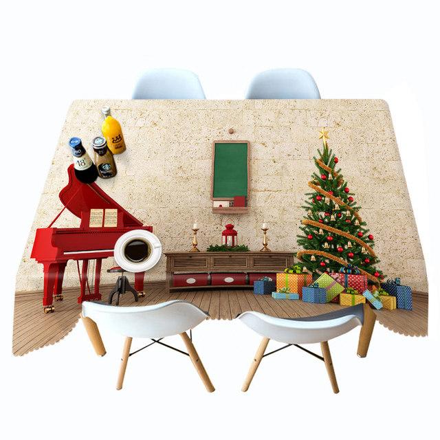 Weihnachtstischdecke Klavier und Weihnachtsbaum Dekorationsmuster Rechteckige Runde Tischdecke Dicke Baumwollabdeckung Handtuch