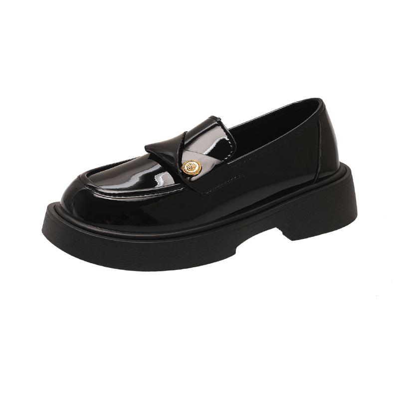 Slipper Damen 2025 Frühling und Herbst neue britische Stil schwarze kleine Lederschuhe Plateausohle ein Pedal Mary Jane Schuhe jk Einzelschuhe