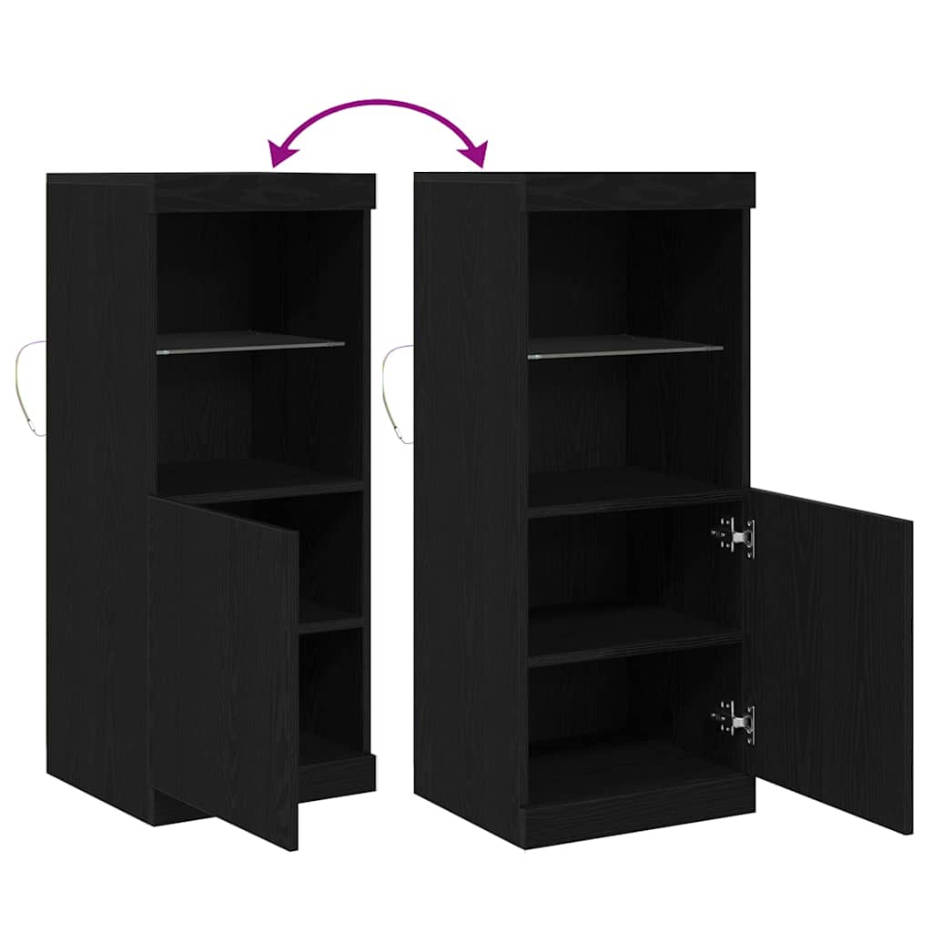 LED Sideboard Black Oak Effect 41 X 37 X 100 Cm