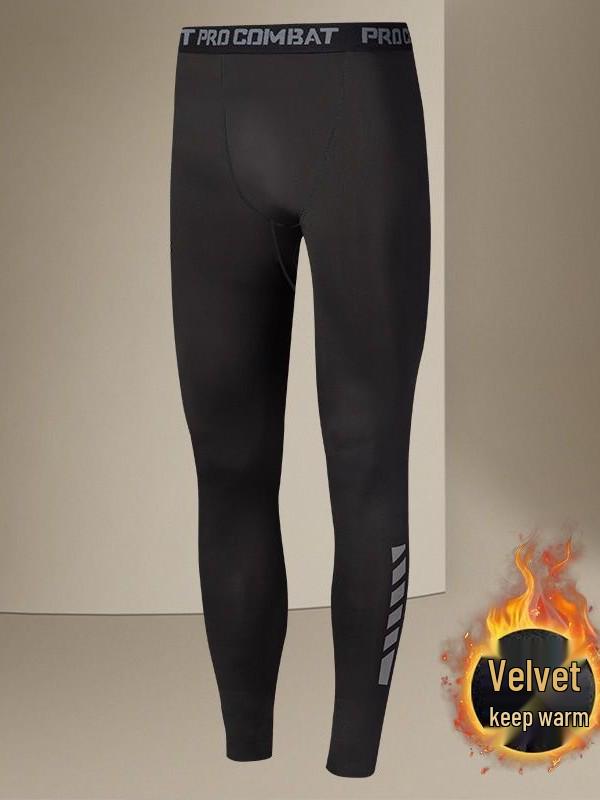 Men's Fleece-Lined Winter Leggings for Sports, Yoga, and Running - High-Elastic, Warm, and Ideal for Autumn/Winter Fitness.