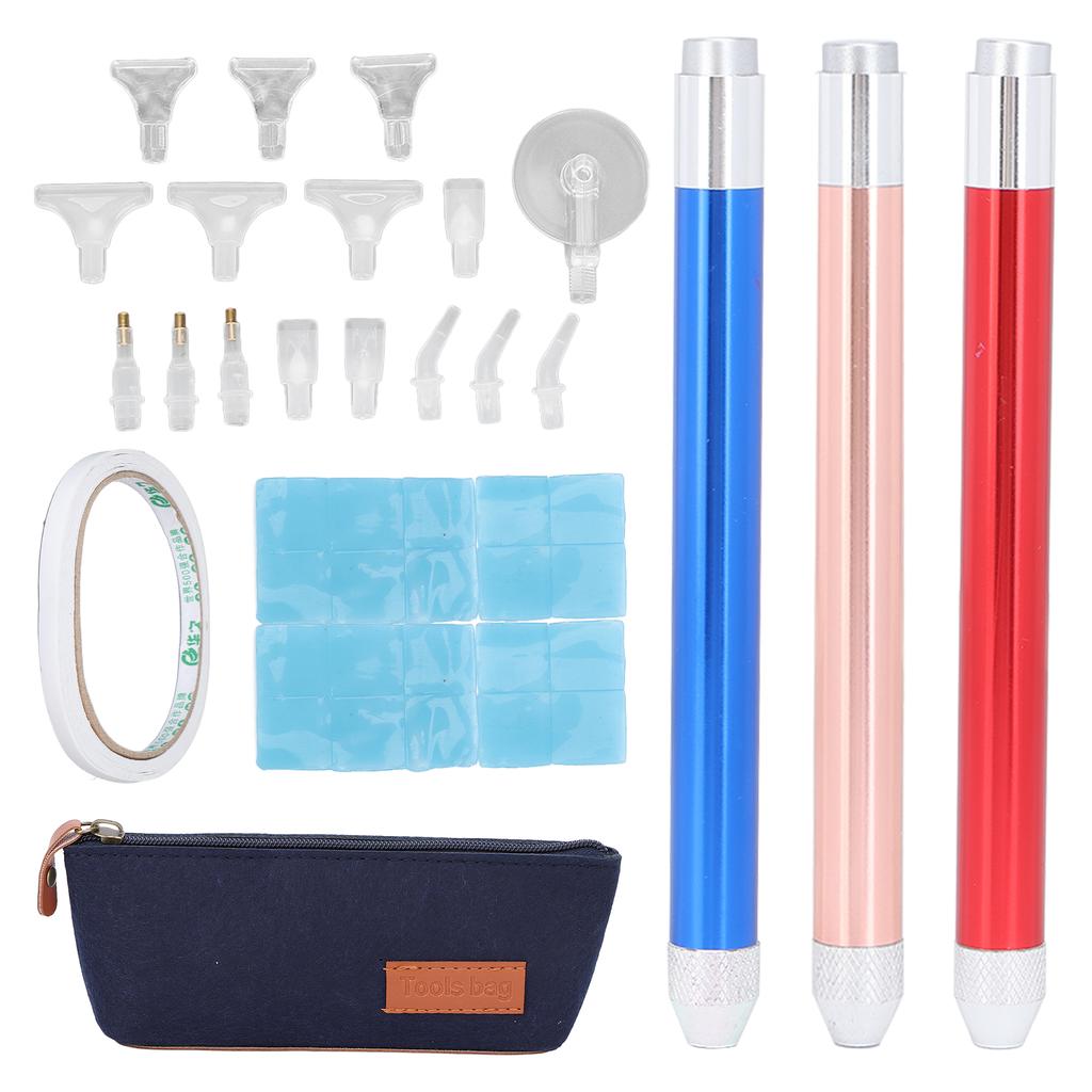 Painting Drill Pen Set Diamond Painting Light Pen Kit with 16 Replacement Pen Heads Storage Box for Nail Art DIY Crafts