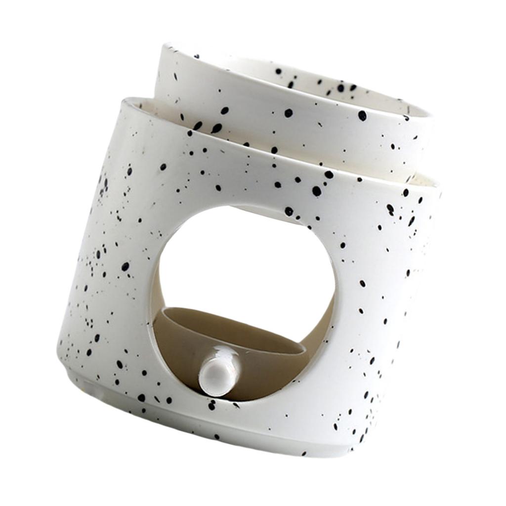 Elegant Colored Dots Ceramics Essential Oil Burners with Removable Bowl and Tealight Holder Spoon for Aromatherapies