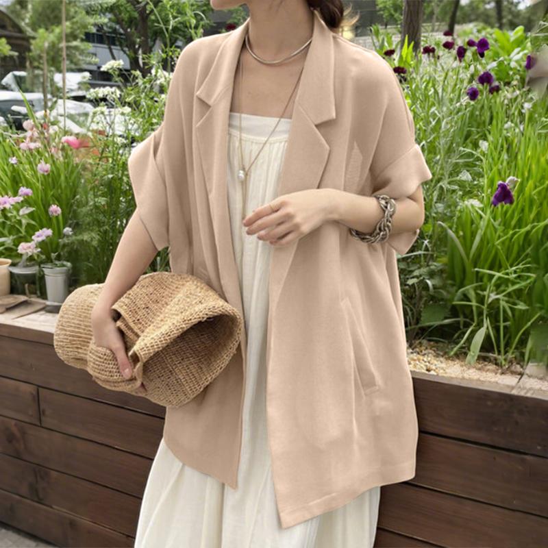 ZANZEA Womens Summer Solid Color Casual Short Sleeve Cardigan Tops