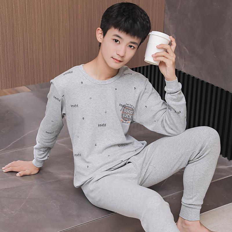 Big Kid Pure Cotton Autumn Underwear Set for Boys - Warm Sweater for Teen Students