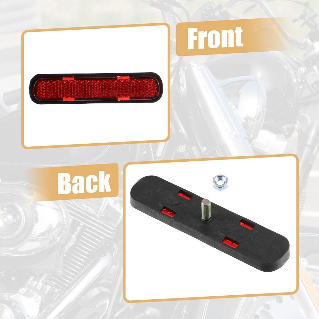 uxcell 4pcs Screw Mount Reflective Warning Reflector M5x0.8 Red Plastic Universal Rectangle for Motorcycle Bike