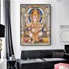 Indian Elephant God Paints Gold Ganesha Temple Poster On Canvas Modern