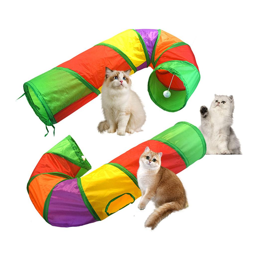 Indoor Collapsible Cat Tunnel Tube Kitten Tunnel Bored Cat Pet Toy Peek Hole Toy Cat Dog Rabbit Interactive Supplies
