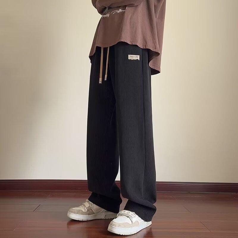 Trendy Brand Corduroy Pants Men'S Japanese Lazy Style Niche Design Drape Sweatpants Straight Wide-Leg Trousers Autumn