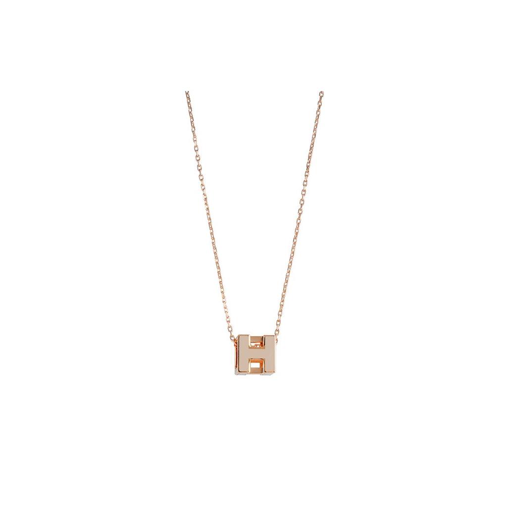 Hermes Cage DH Square Alloy Necklace Unisex necklace Light-Brown Rose-Gold H143991FO55