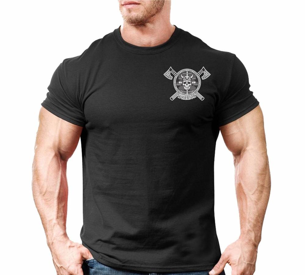 

Viking Skull Warrior TShirt Mens Gym Workout Boxing Bodybuilding Run MMA Top Unisex T-Shirt XXXXL