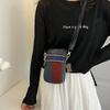 100% Genuine Leather Women Shoulder Bag Multi Zipper Soft Cowhide Girls  Small Mobile Phone Bag Color Stitching Color Random