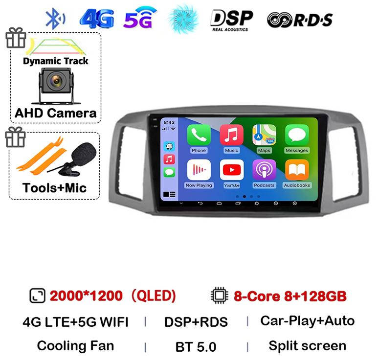 Android 14 Carplay Auto WIFI+4G For JEEP Grand Cherokee 2004 2005 2006 2007 Car Radio Multimedia Video Player GPS Stereo Audio