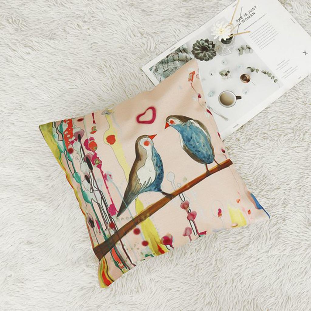 Ancient Oil Painting Birds Linen Pillow Case Pillow Cover Cover Suitable For Car, Sofa And Home Use