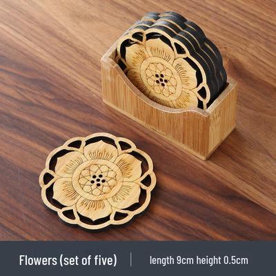 Conjunto de Porta-Copos de Chá de Bambu Estilo Japonês