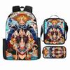Anime Rucksack Set One Piece Naruto Schultasche für Jungen Schüler Laptop Rucksack Umhängetasche Federmäppchen 3-teilig Große Kapazität Wasserdicht
