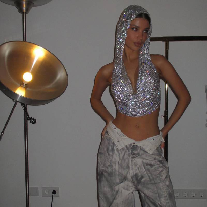 Summer Metallic Sequin Crop Top For Women Streetwear Fashion Statement