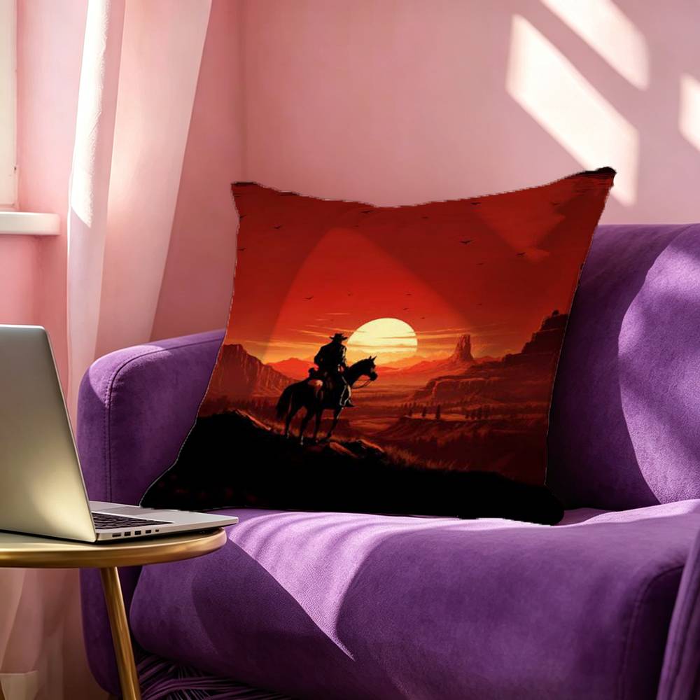 Red Dead Redemption RDR Square DoubleSided printed Pillow Case Bedroom Bedside Pillow Sofa Cushion Cover